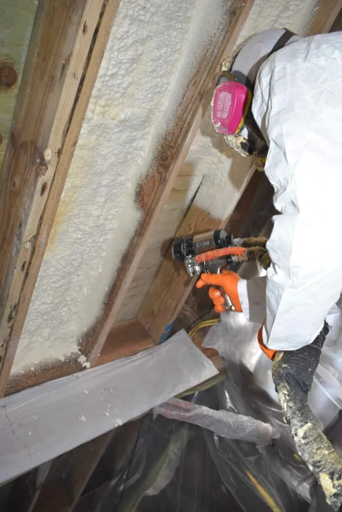 Eco Foam Hawaii installer applying spray foam insulation