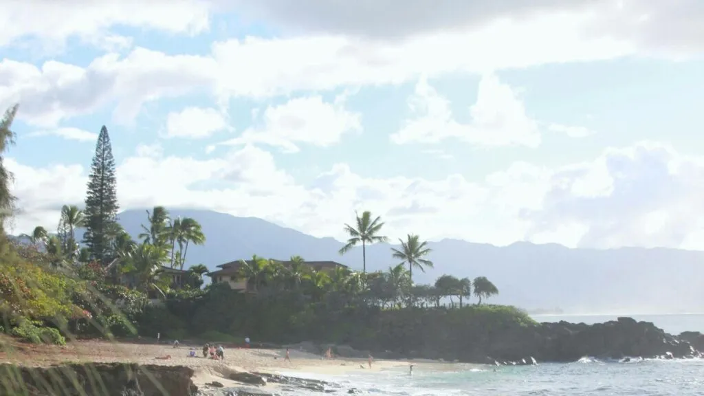 Aerial view of Oahu coastline and neighborhoods